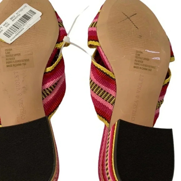 Chelsea & Violet Sandals Gia Knot Stripe Fabric Mules Size 5.5 NWT - Picture 9 of 13